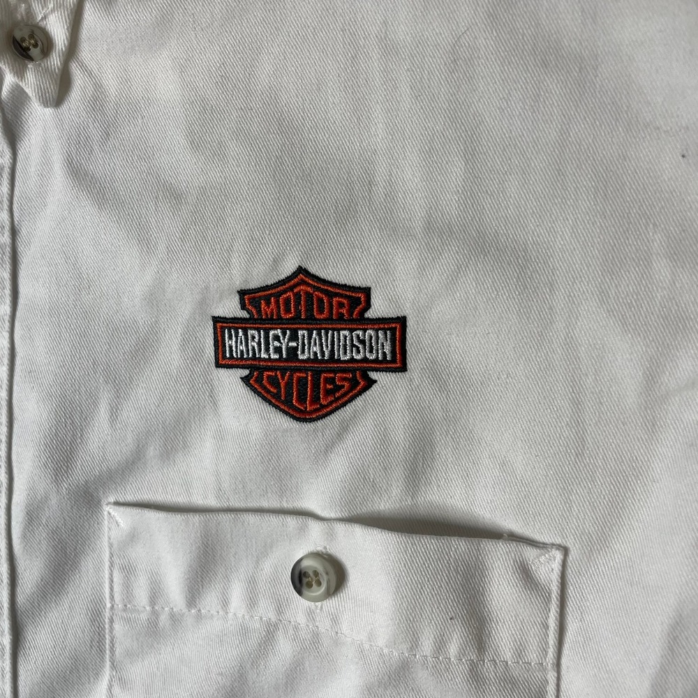 Red Kap Harley-Davidson Montreal Staff Shirt Mens Medium White Button Up ST82WH2 - Picture 4 of 7